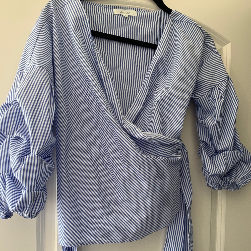 pinstripe puff shirt